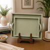 Leatherite Rectangle Tray 2pc Set with Handle
