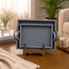 Leatherite Rectangle Tray 2pc Set with Handle