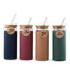 Shipper Pack of 4 Glass Bottles with Wooden Cork & Steel Straw | Eco-Friendly & Leak-Proof - shipper pack 4