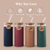 Shipper Pack of 4 Glass Bottles with Wooden Cork & Steel Straw | Eco-Friendly & Leak-Proof - shipper pack 4
